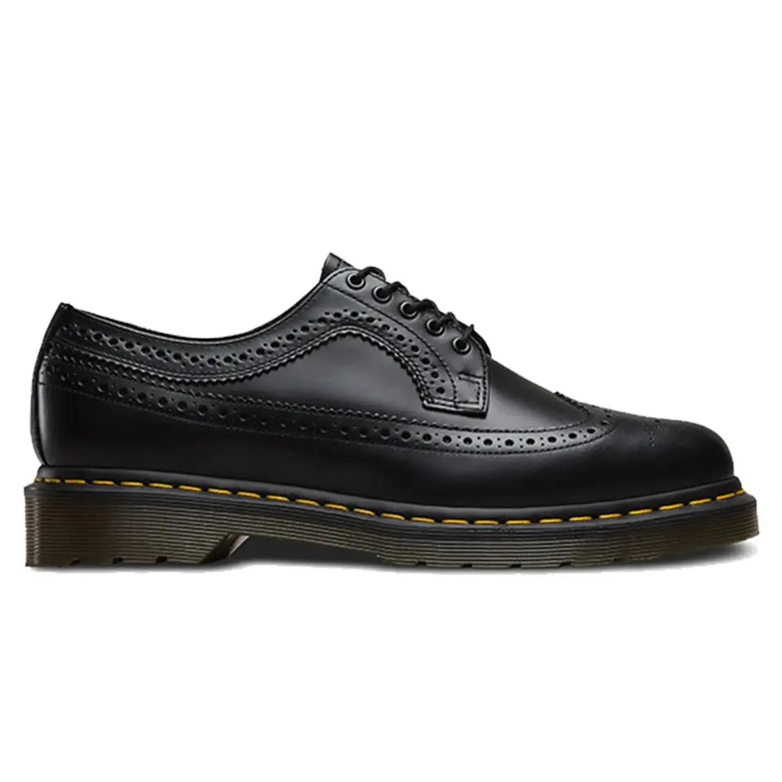 Womens Sz 7-  3989 Leather Shoes Black Yellow Stitch Made in England by Dr. Martens