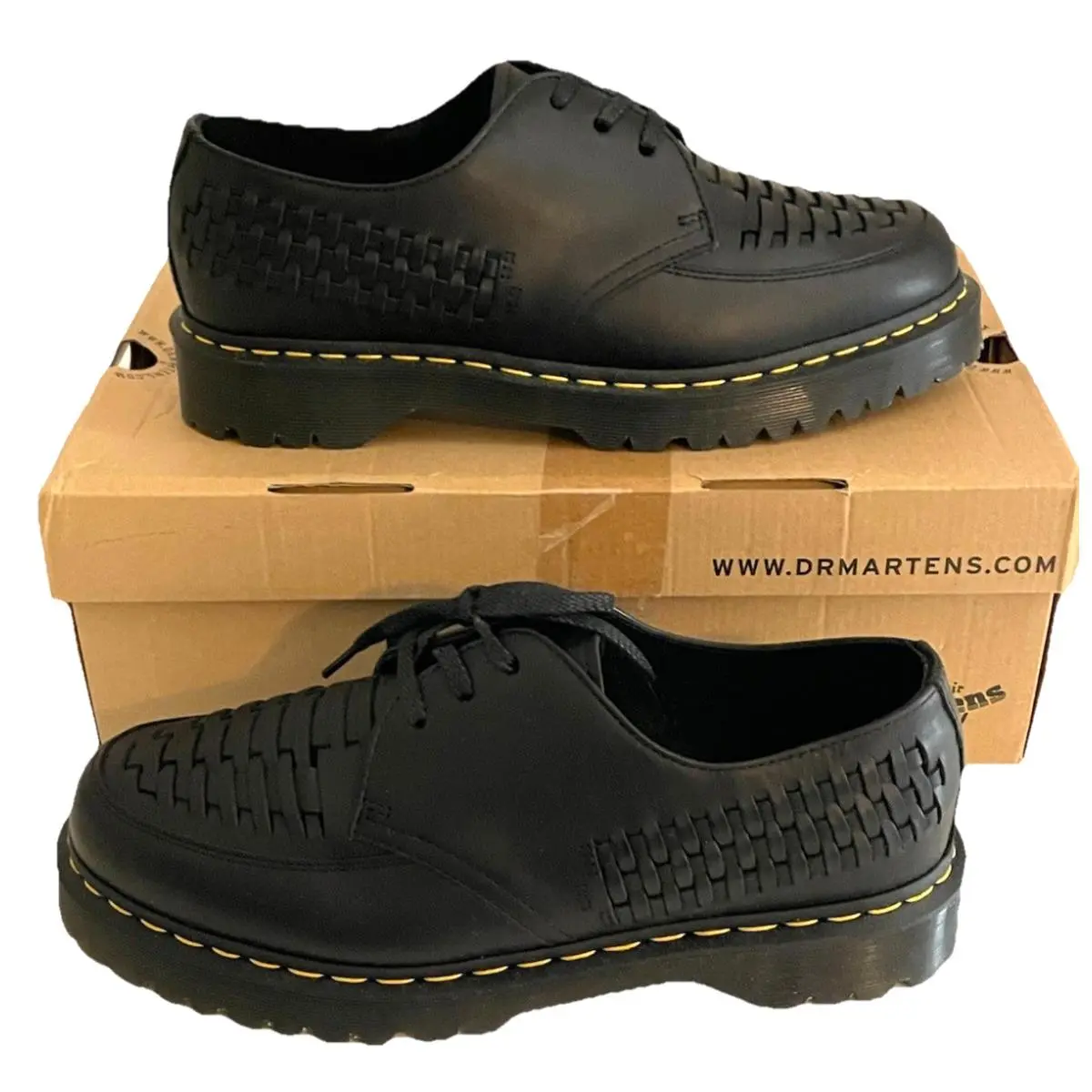 Mens Dr Martens 1461 Bex Wvn Basketweave Leather Oxford Sz 13 Black Luxor Shoes by Dr. Martens