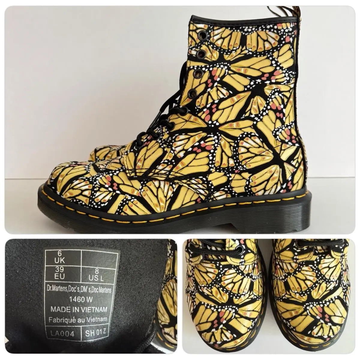 Size 8 - Womens  1460 8-Eye Boot Butterfly Yellow Boots Shoes by Dr. Martens