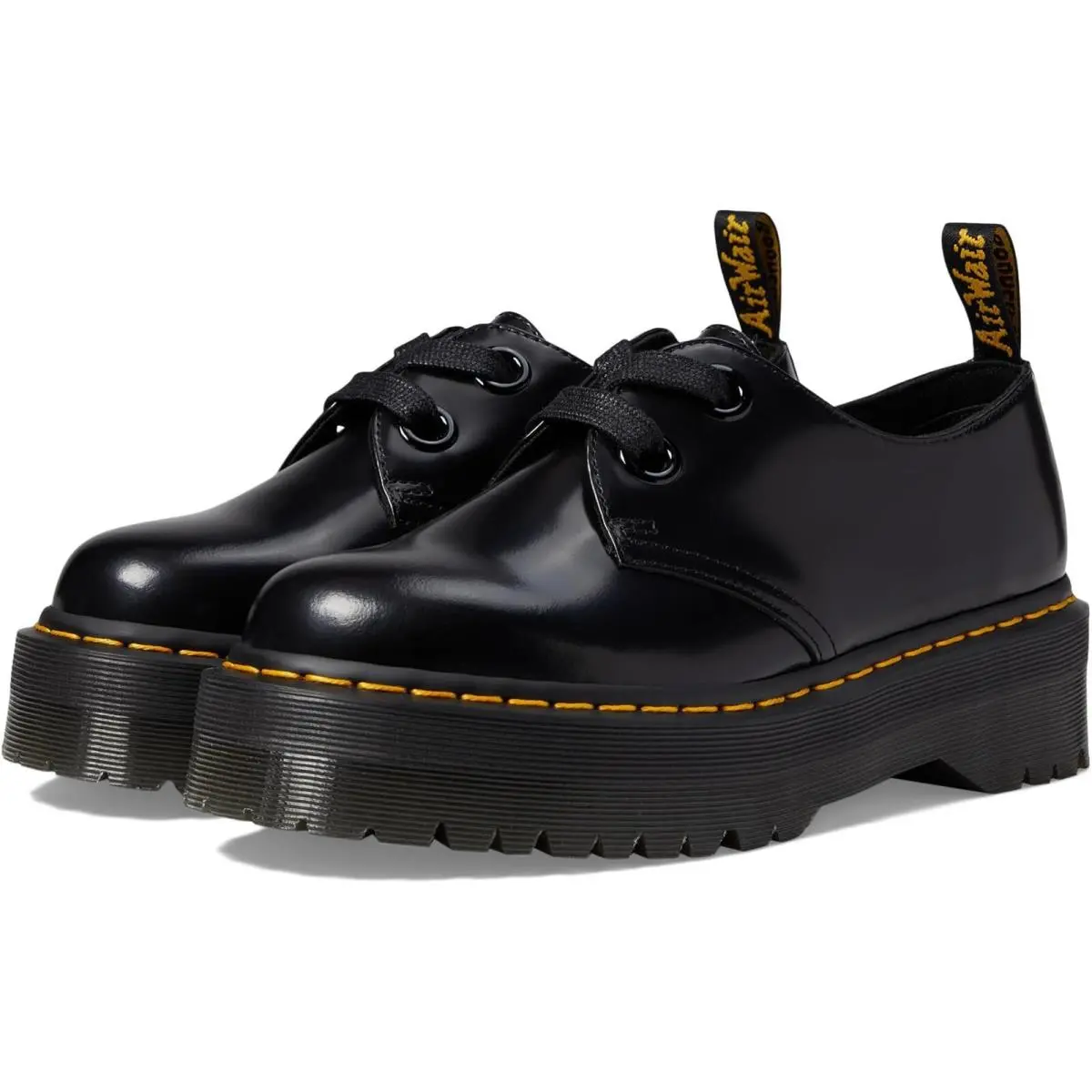 Dr. Martens D4814 Womens Black Holly Quad Retro Platform Lace-up Shoes Size 8 M