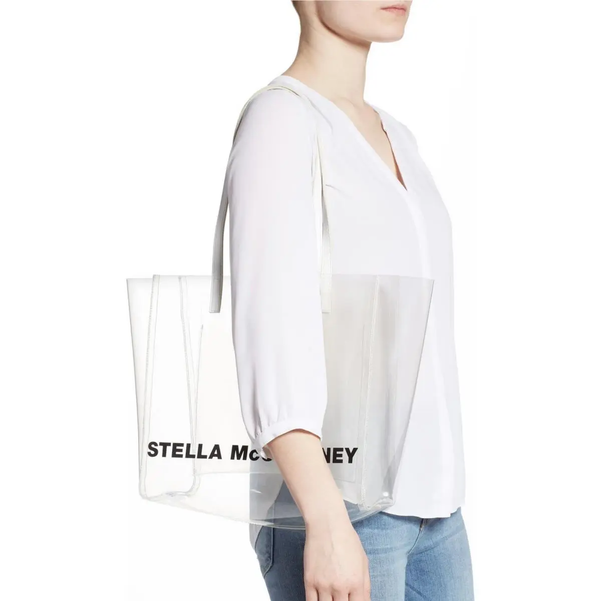Stella Mccartney Authenticated Pvc Clear Logo Tote Bag Clear Gym/beach by Stella McCartney