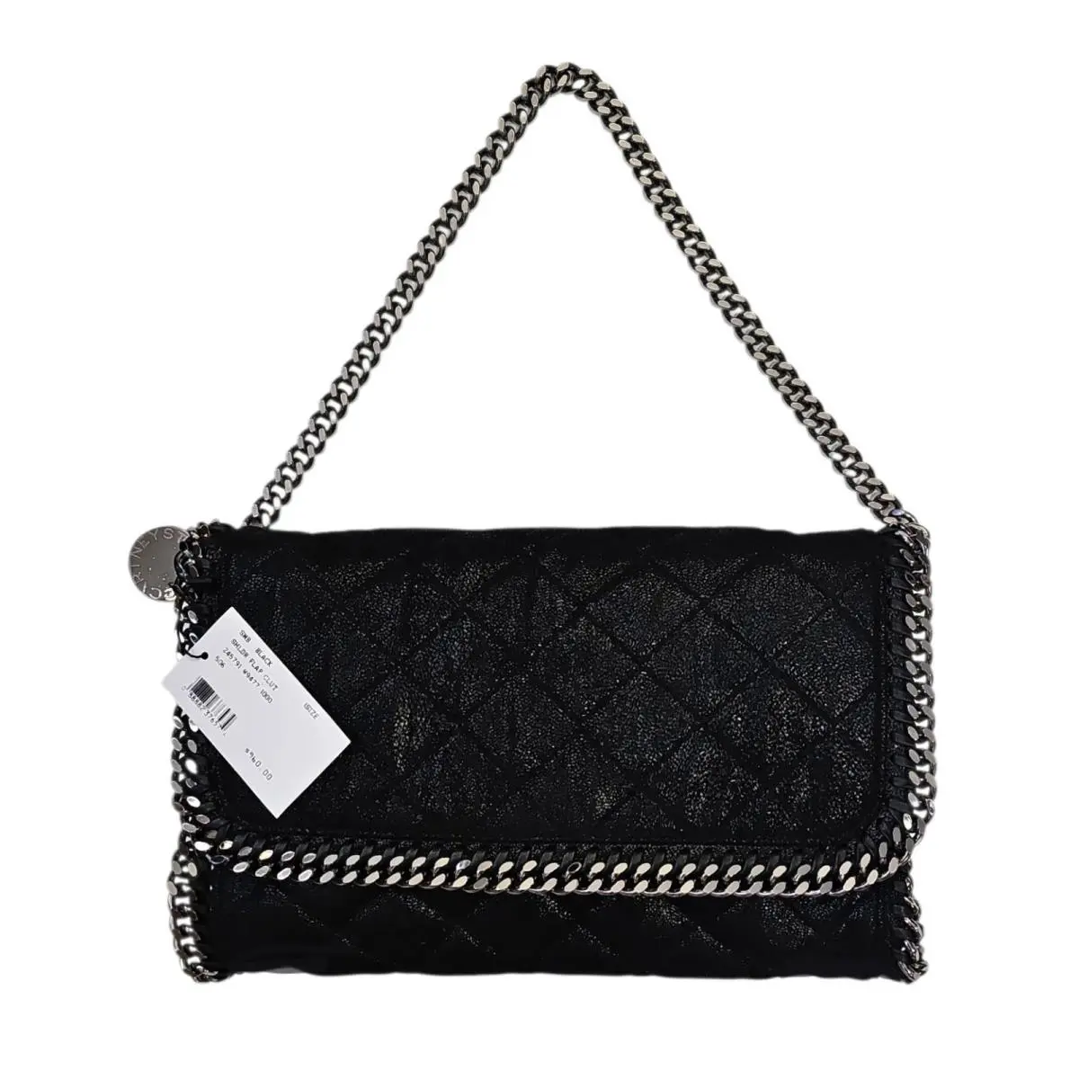 Stella Mccartney Black Falabella Flap Quilted Vegan Clutch Shoulder Bag
