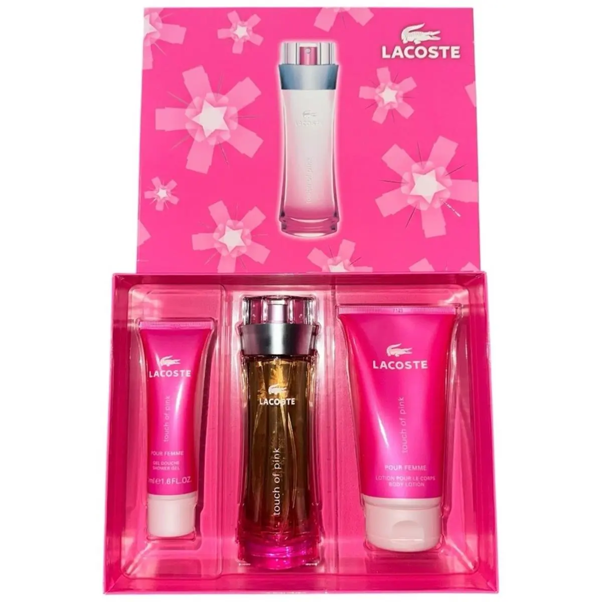Lacoste Touch of Pink Eau de Toilette Body Lotion Shower Gel Fragrance Set
