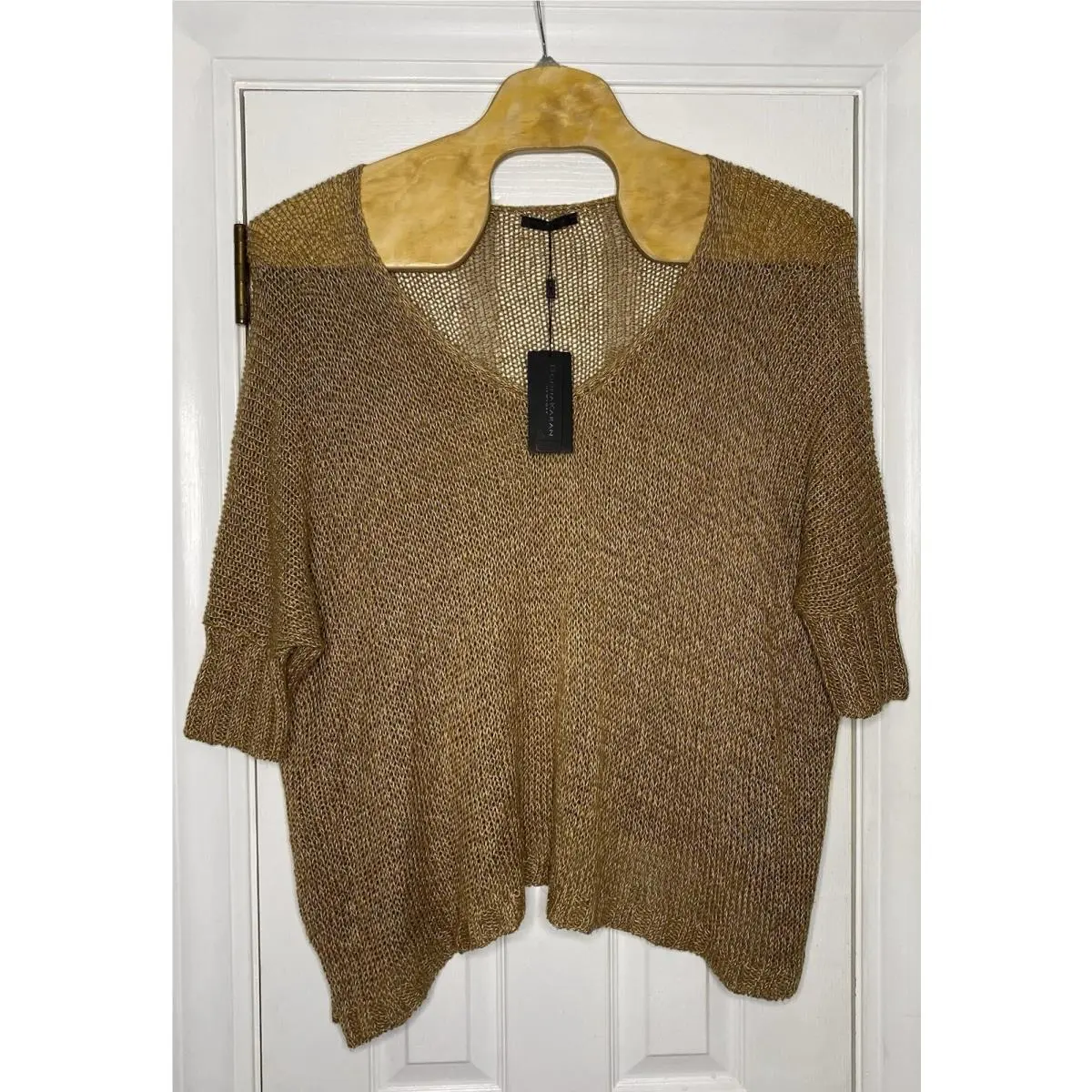 Donna Karan York Oversized Sweater Paper Bag Small Linen Silk Read