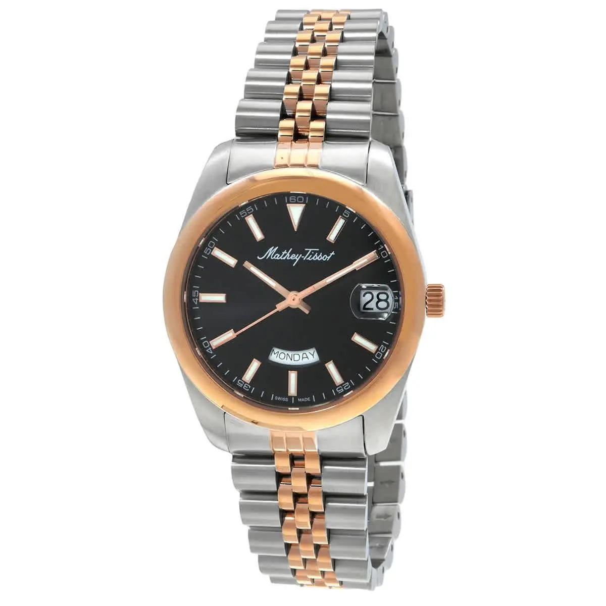 Mathey-tissot Mathy Day-date Quartz Black Dial Men`s Watch D510RS