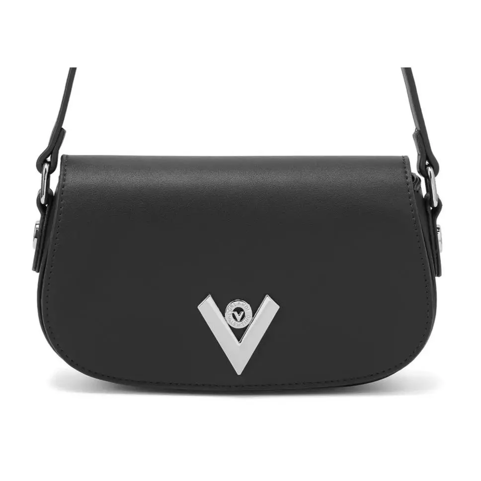 Valentino Orlandi Velora V-4007 Shoulder Bag in Black Quiet L Uxury - Handle/Strap: Black, Hardware: Silver, Exterior: Black