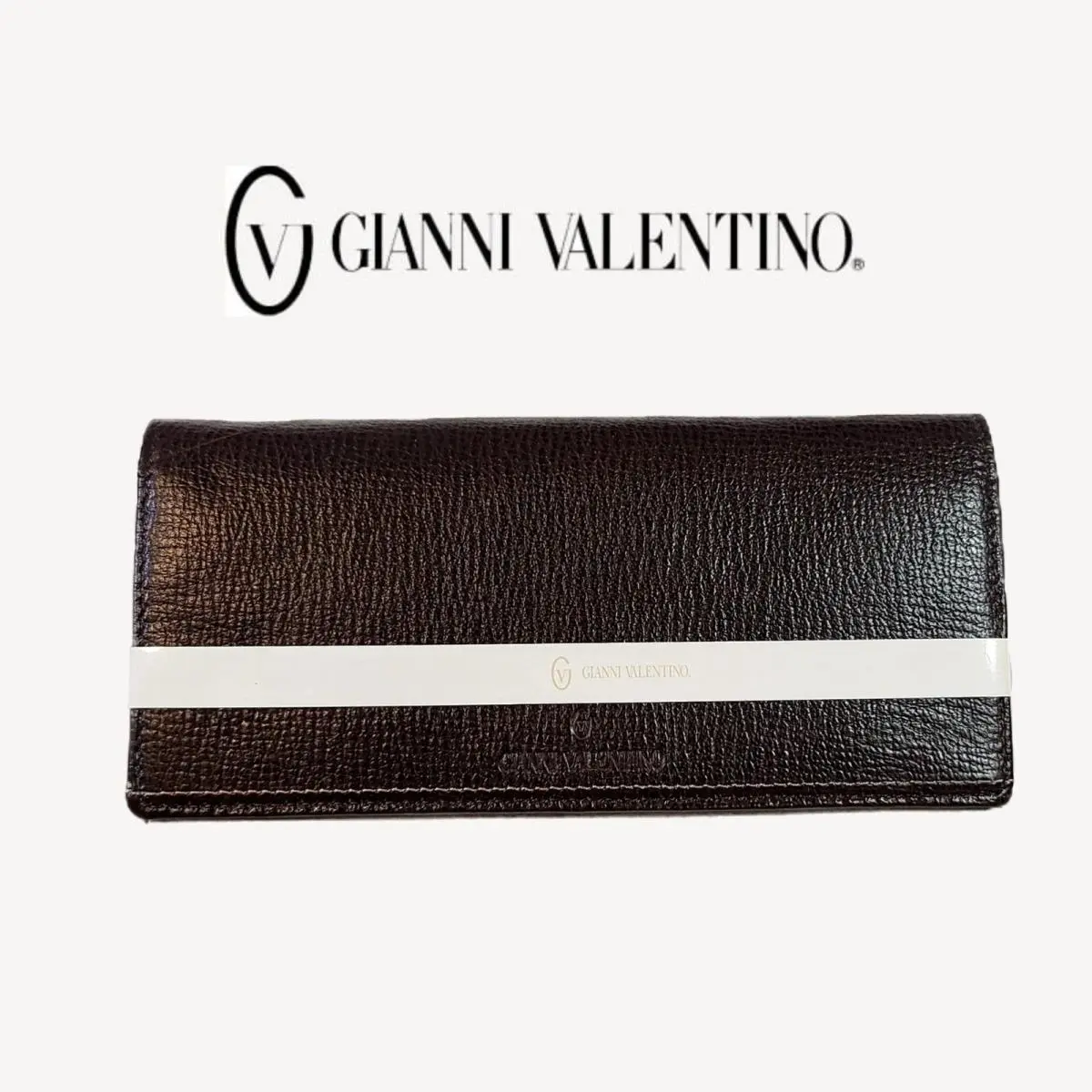 Gianni Valentino Brown Leather Bifold Long Wallet Made in Italy