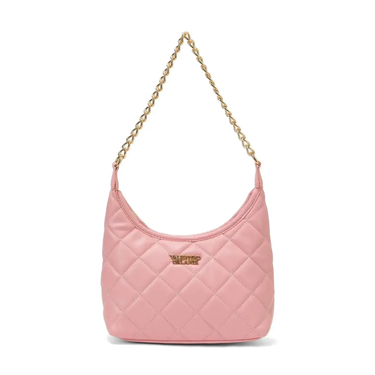 Orlandi Valencia Pink Quilted Shoulder Bag Gold Chain Vegan Leather NW by Valentino