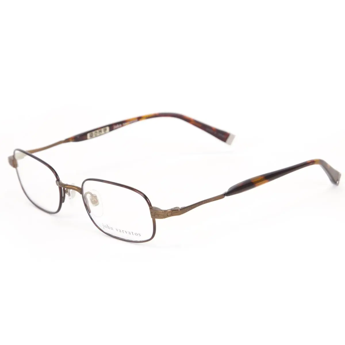 Men`s Rectangular Eyeglass Frames V140 Brown by John Varvatos