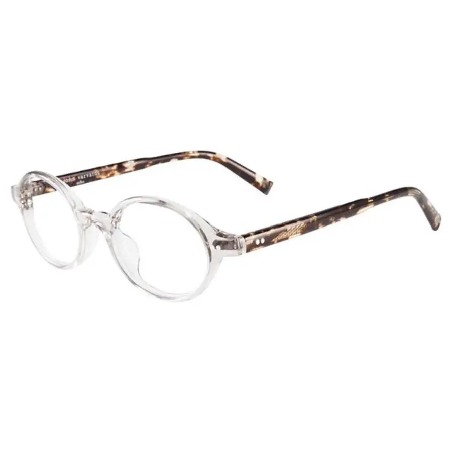 John Varvatos V206 46 mm Grey Crystal Round Eyeglasses JV Made in Japan