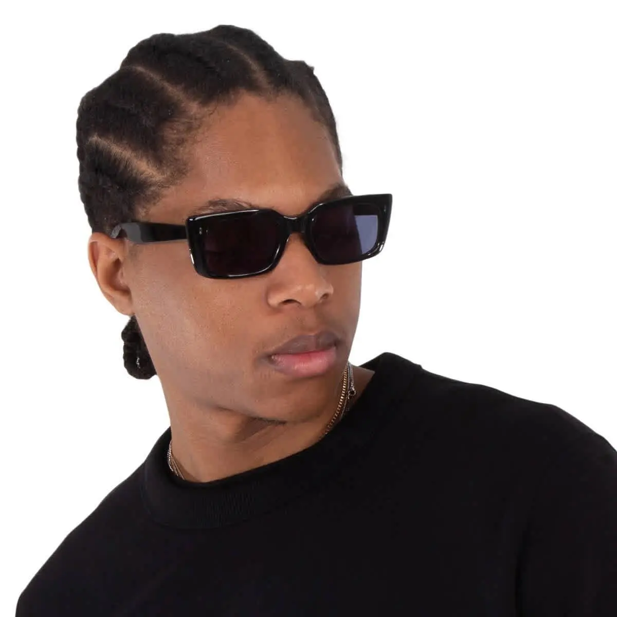 Garrett Leight GL 3030 Sun Semi-flat Navy Rectangular Sunglasses 2126 Bk/sfnvy