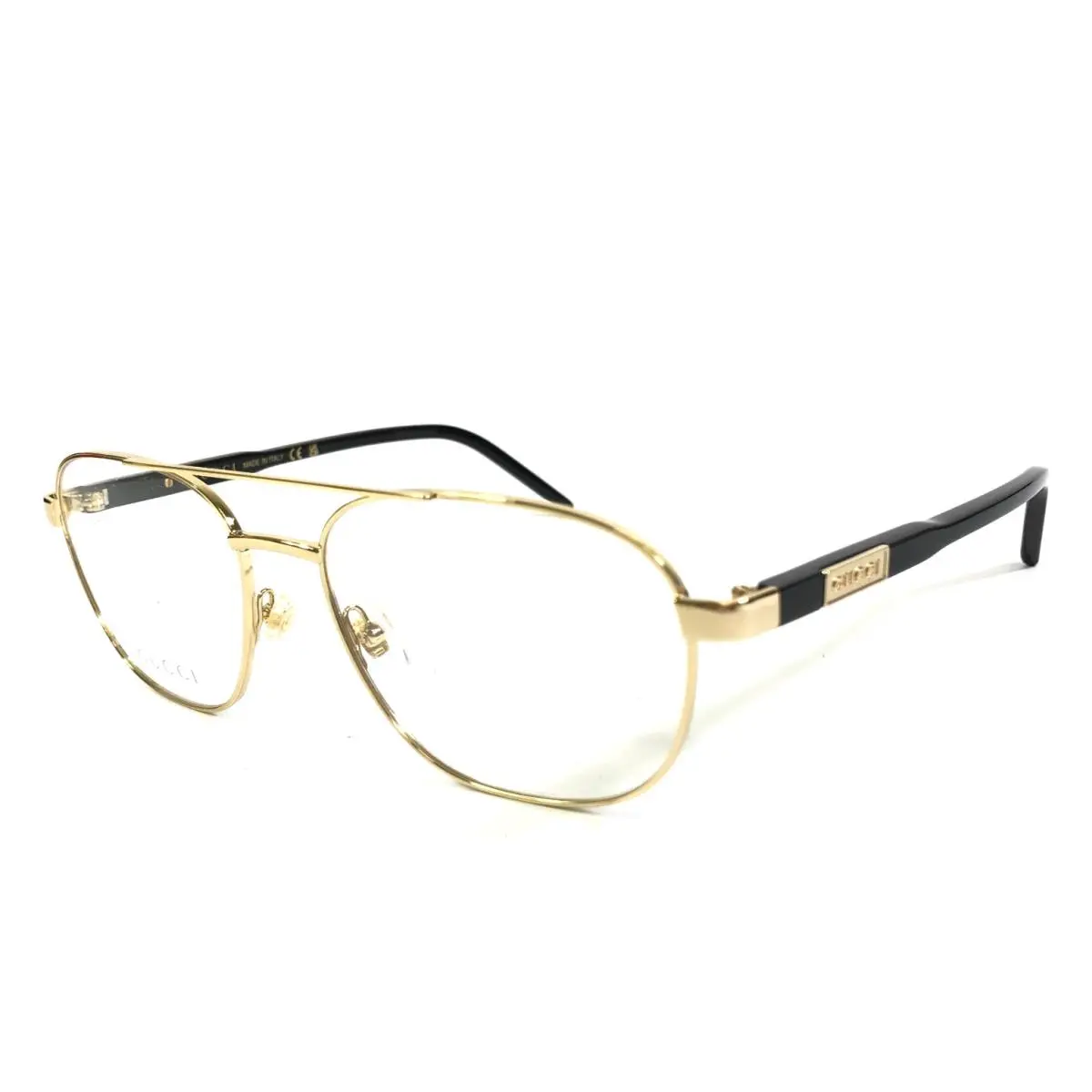 Eyeglasses Frames GG1800O 001 Black Gold Aviator Wire Rim 56-17-145 by Gucci