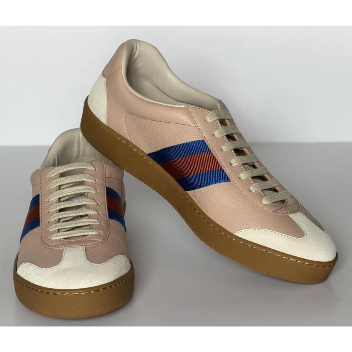 Gucci Women’s Skin Rose Suede/leather Web Low Top Sneakers 9 US 39 858532