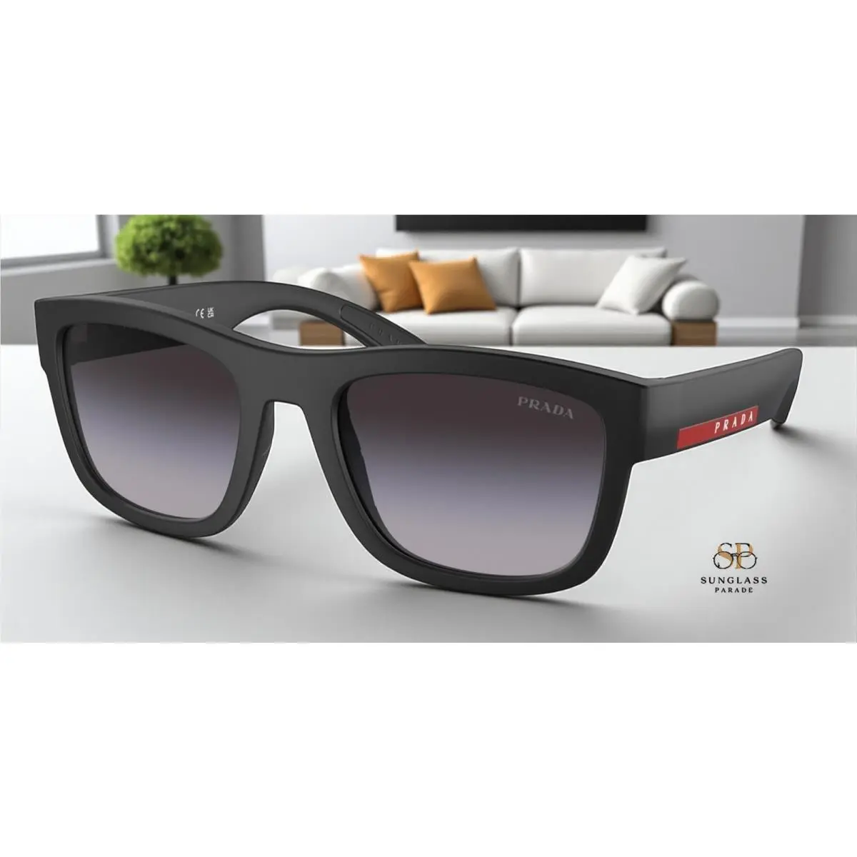 Linea Rossa PS 01ZS 1BO09U Matte Black Grey Gradient 56mm Men`s Sunglasses by Prada