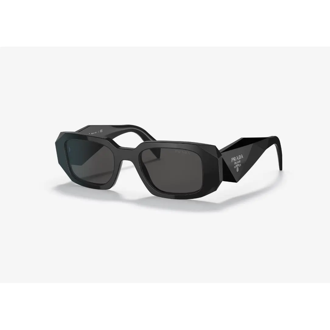 Prada SPR17W Women’s Rectangle Sunglasses Black Tinted Lenses Made in Italy