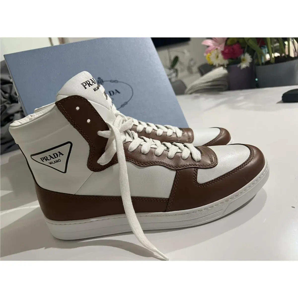 Leather High Sneakers US Men Size 9 by Prada