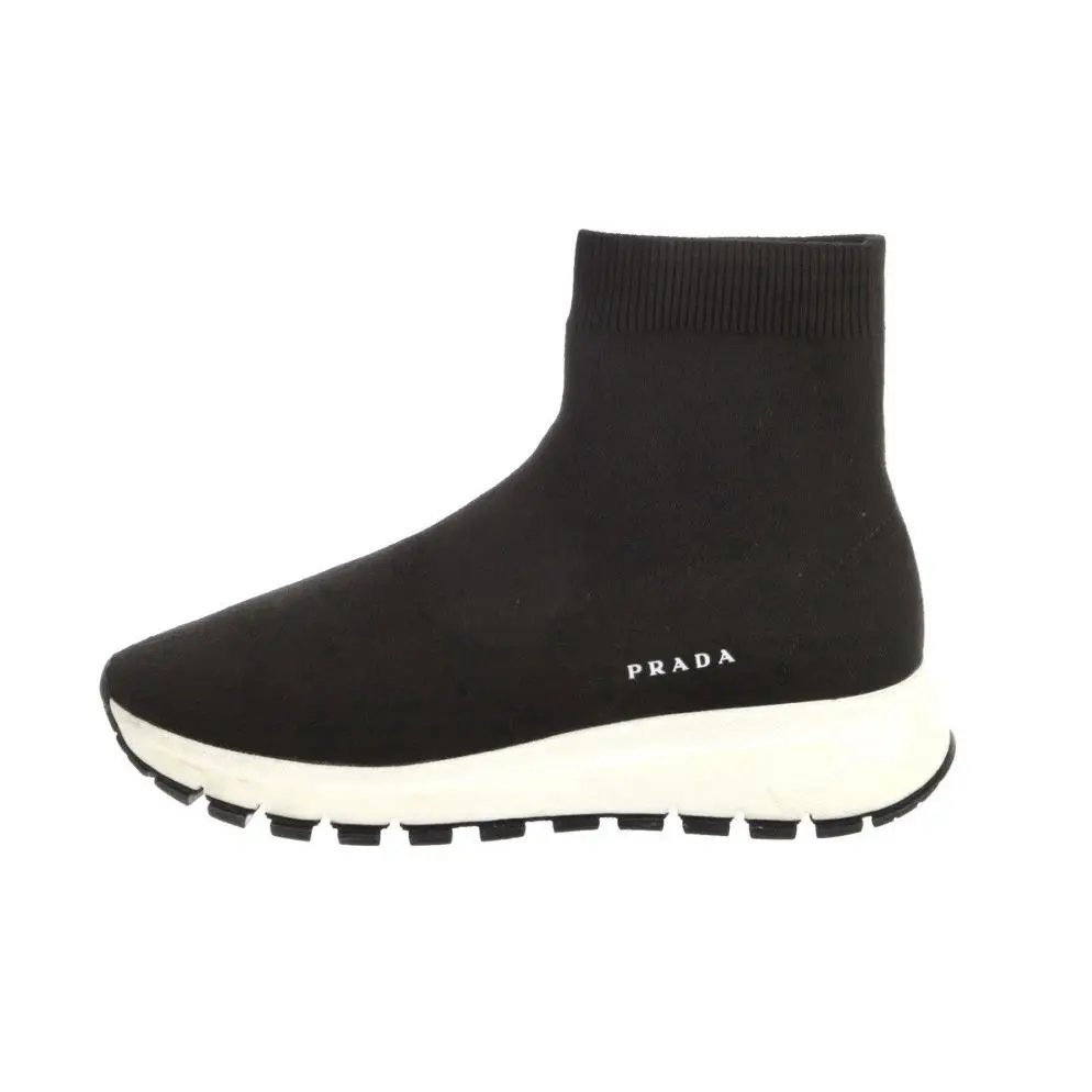 Men Knit Fabric Logo Sock Runner High Top Sneaker Size EU 42 5 US 9.5 by Prada