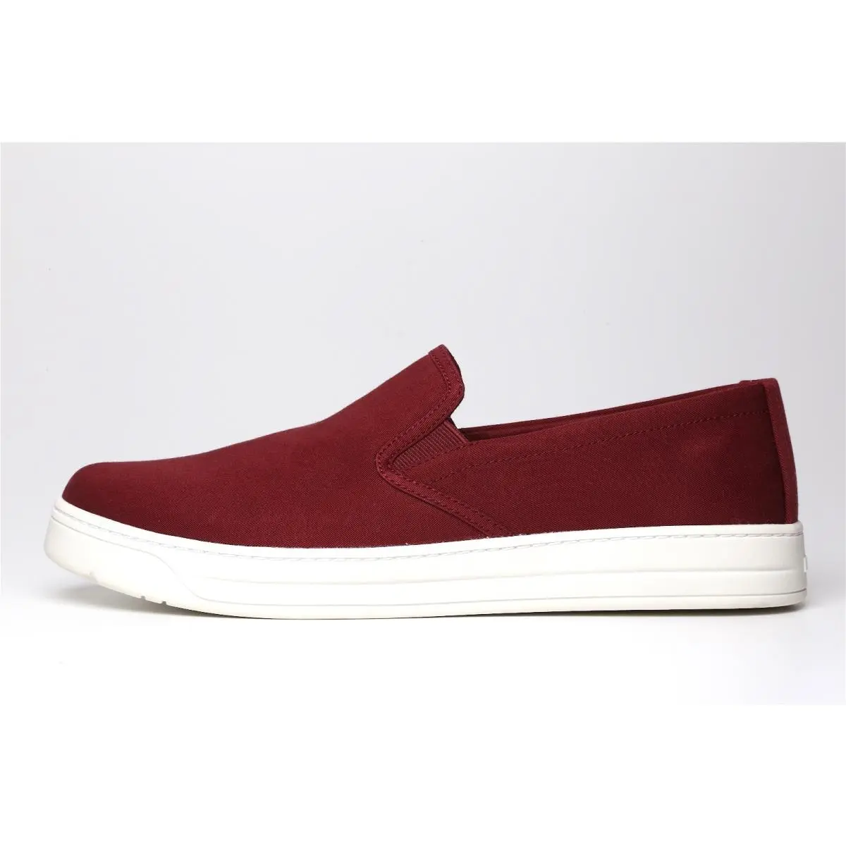 Gabardine Women`s Burgundy Slip On Sneakers D5811 Size 40 Eur / 10 US by Prada