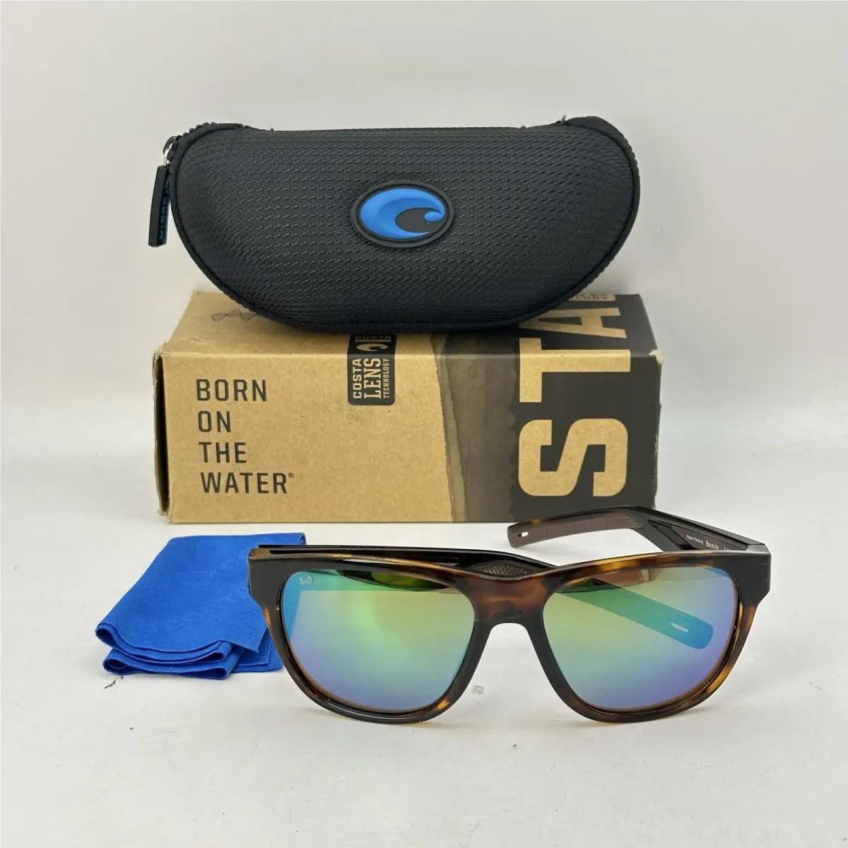 Unisex Bayside Square Polarized Mirror Sunglasses Tortoise/green by Costa Del Mar
