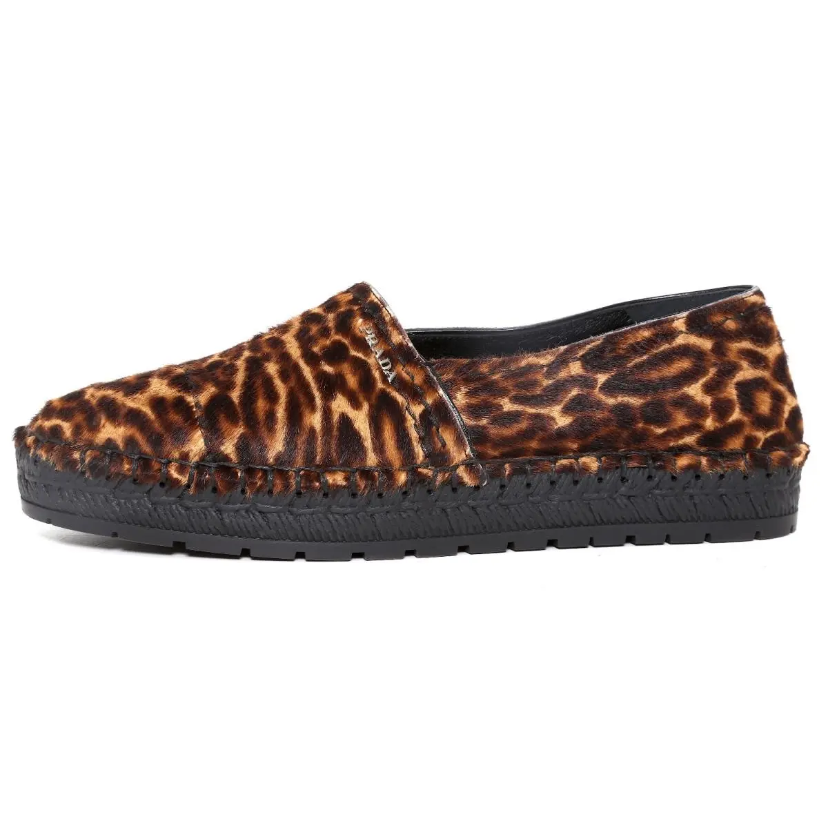 Prada Slip On Leopard Print Calf Hair Espadrille Flats D4555 Women`s Size 6.5 US