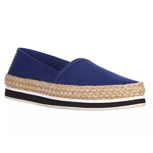 Prada Gabardine Women`s Blue Slip On Espadrille Flats D4475 Size 41 Eur / 11 US