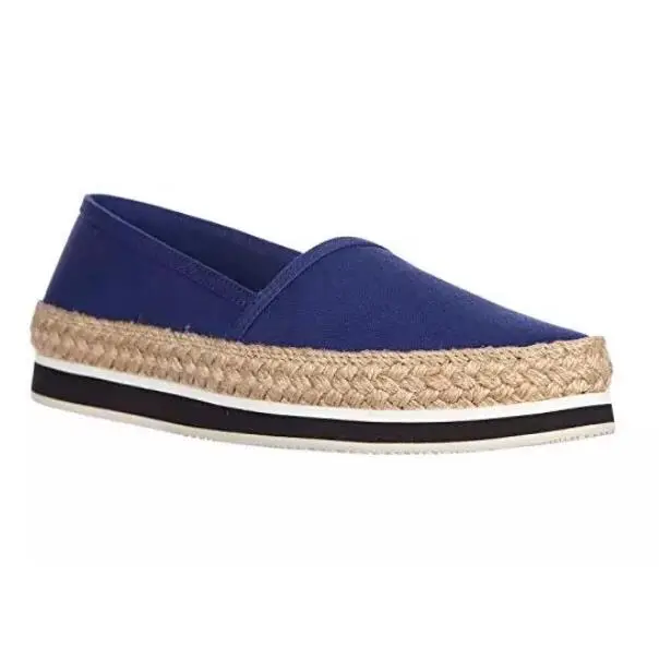 Prada Women`s Slip On Blue Gabardine Espadrille Flats D4473 Size 8.5 US / 38.5