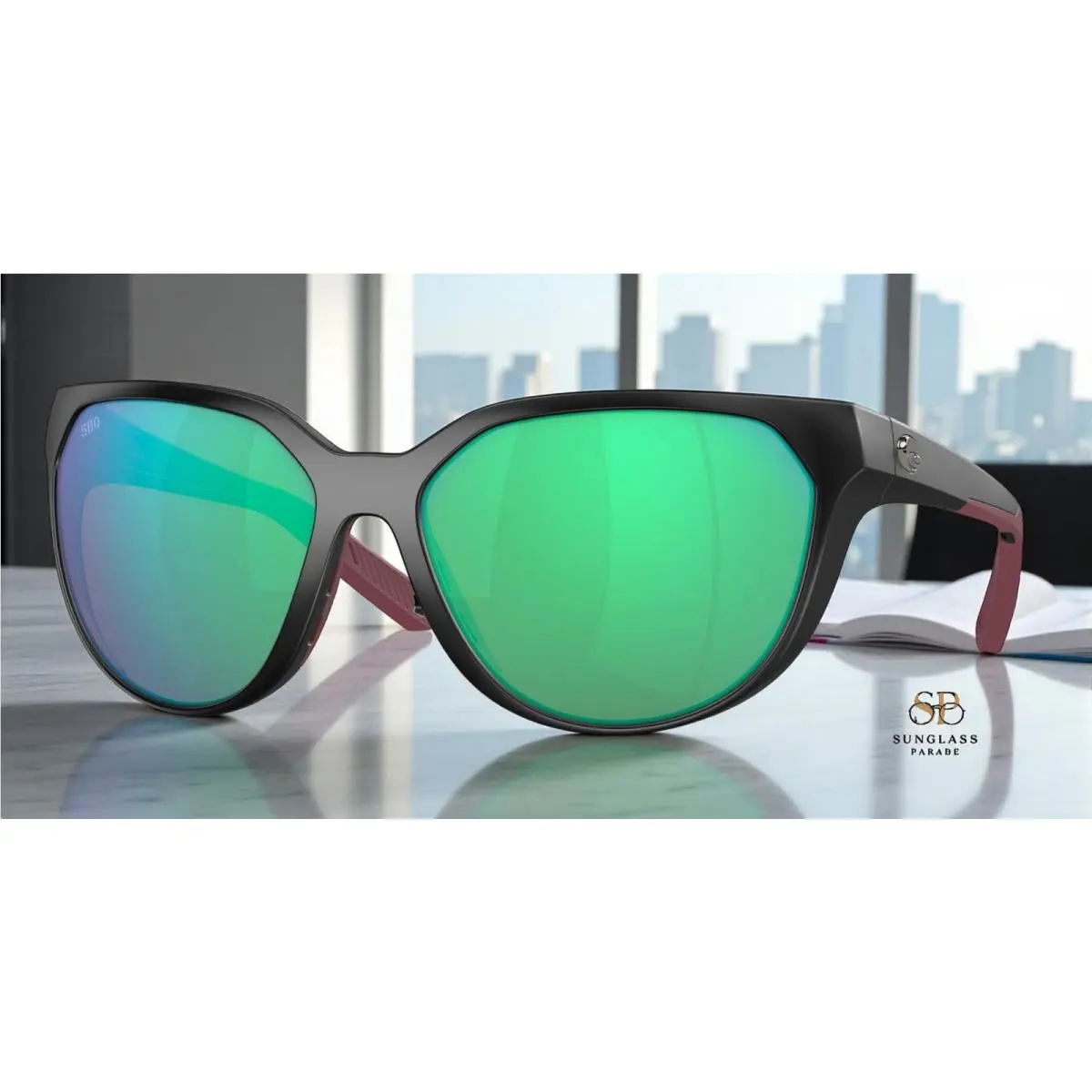Costa 6S9110 911002 Mayfly Mt Black Green Polarized 58mm Womens Sunglasses 580G by Costa Del Mar