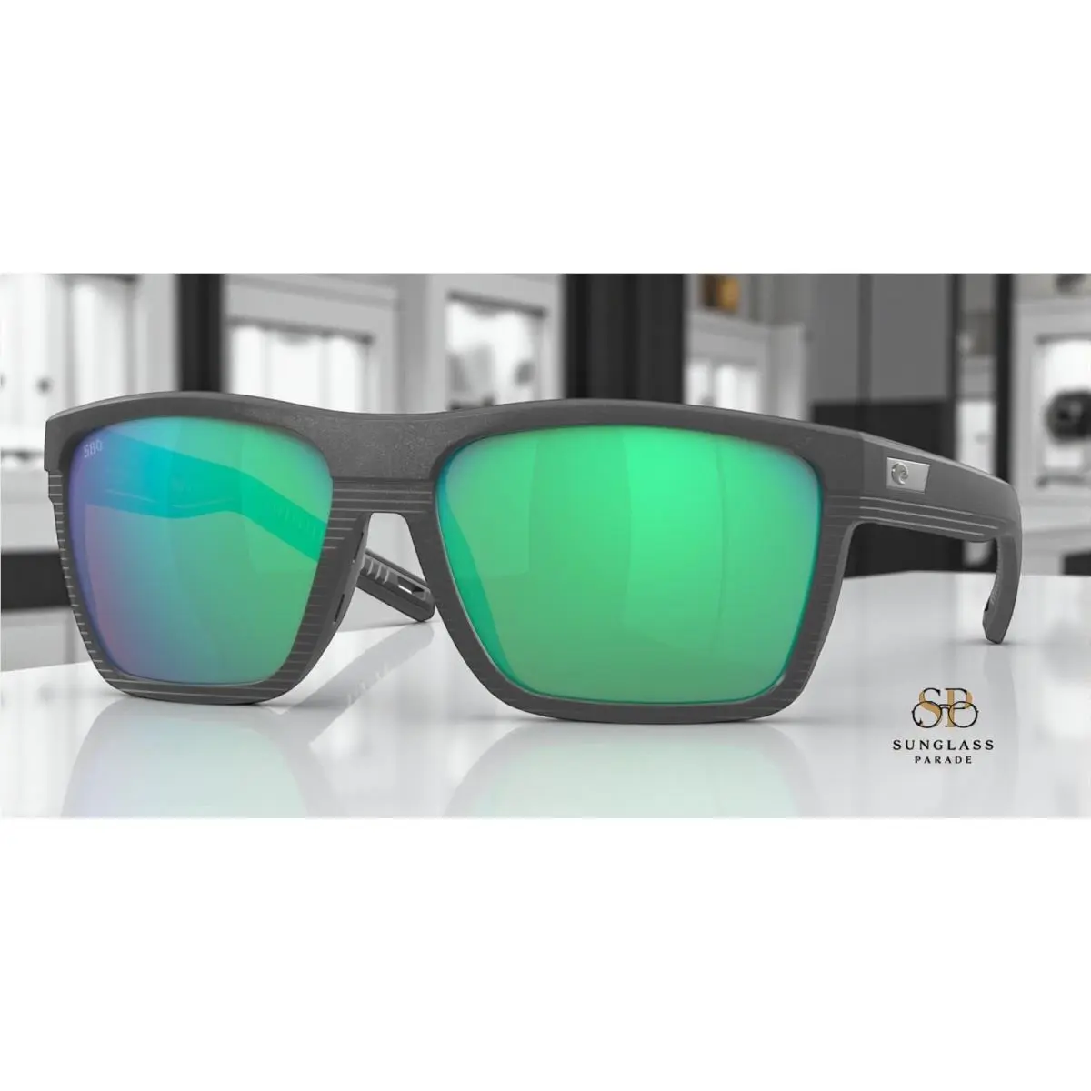Costa Del Mar 6S9086 03 Pargo G Net Dk Gray Copper Green Mir 61 Men`s Sunglasses - Frame: Gray, Lens: Green