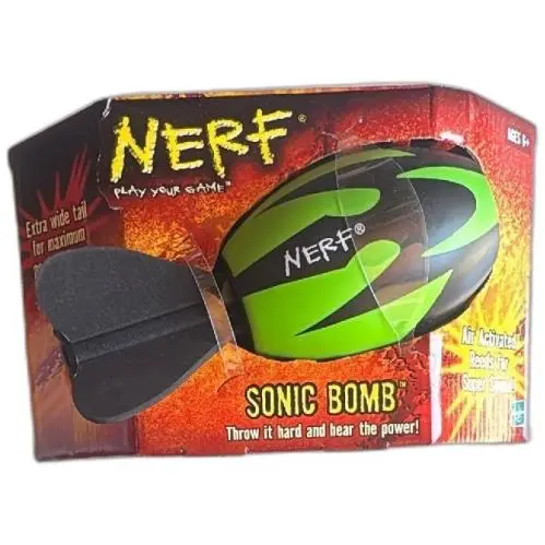 Nerf Sonic Bomb Football Green Black 2003 Box Hasbro Vintage Toy