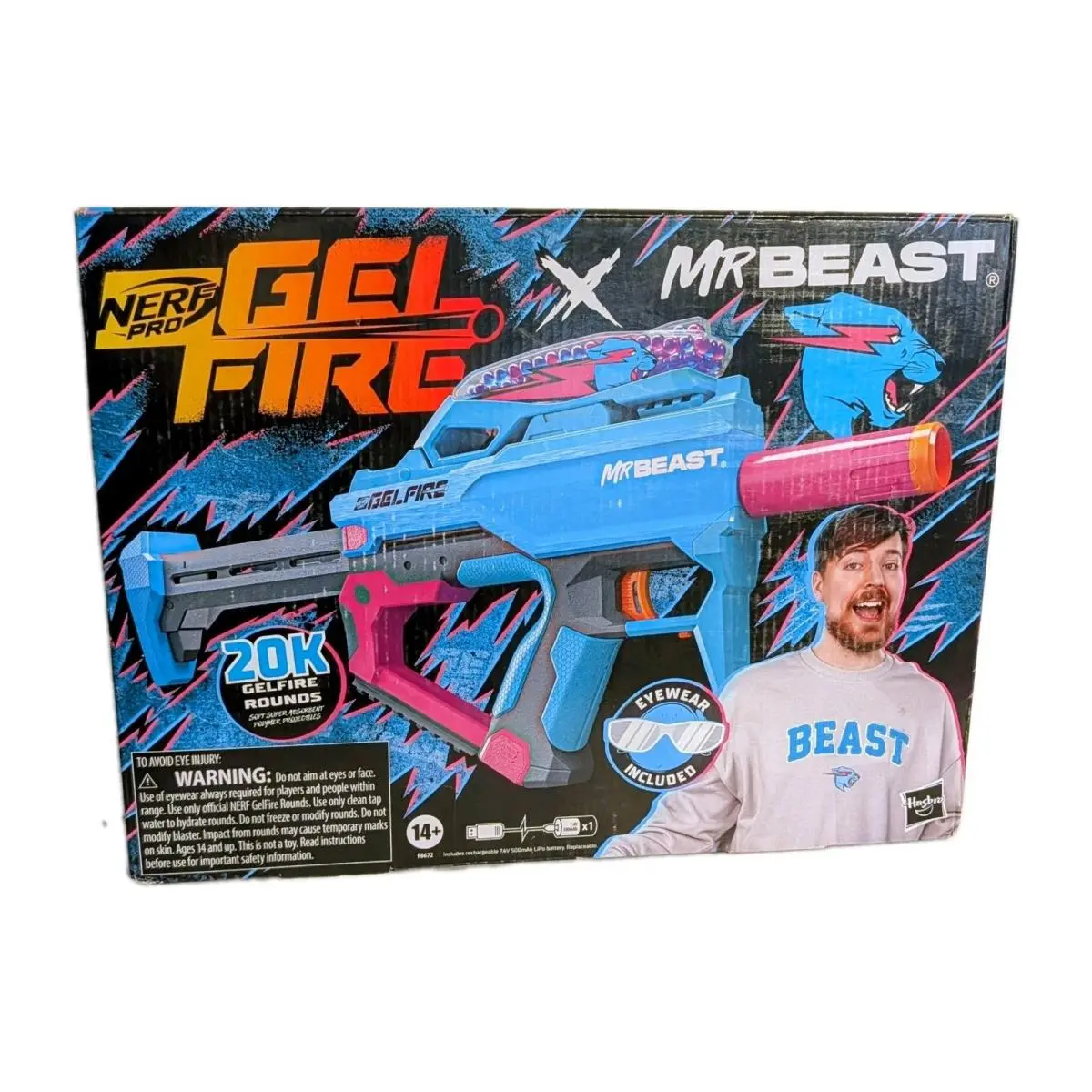 Nerf Pro Mr Beast Gelfire X Blaster Toy with 20k Rounds Eyewear