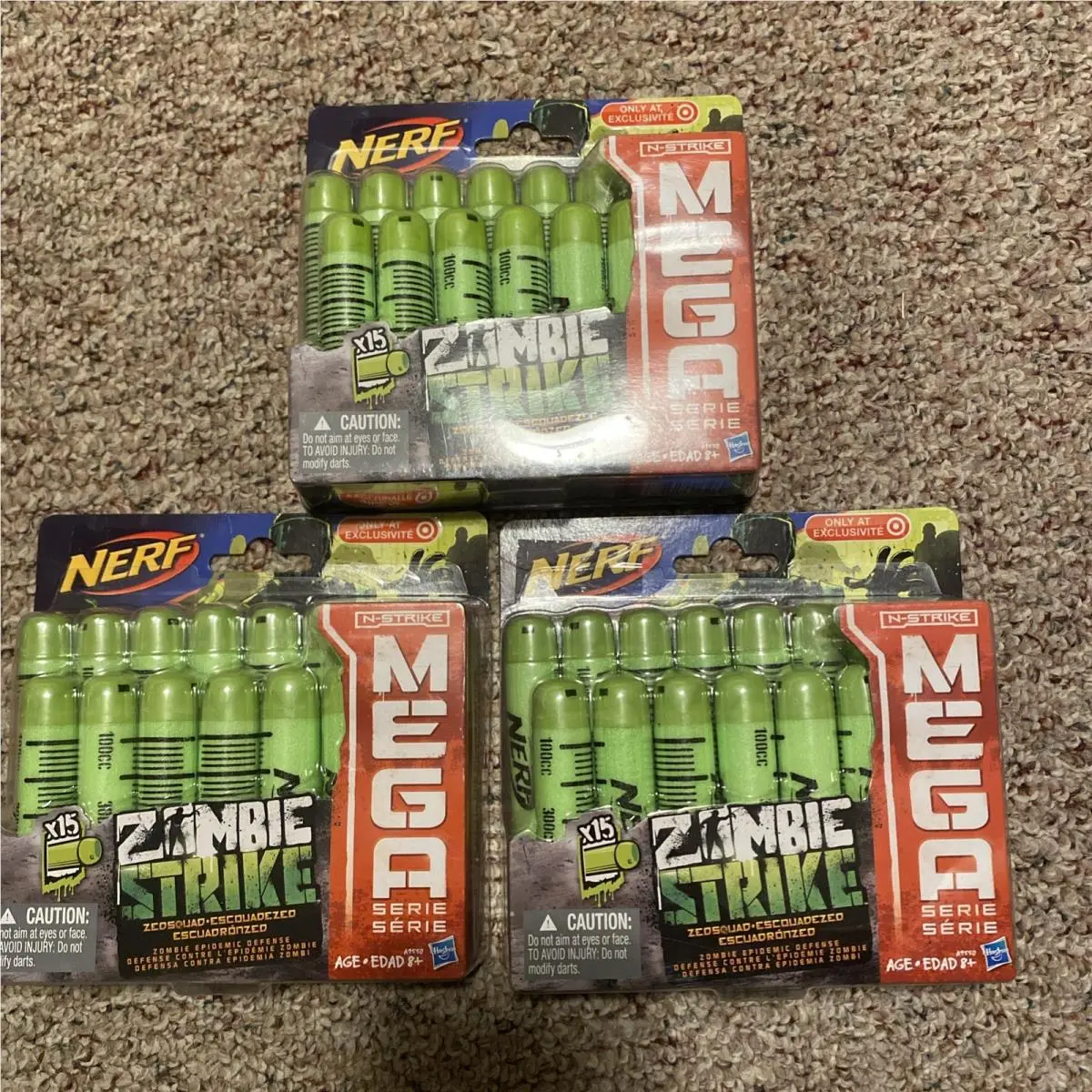 Nerf Zombie Strike Mega Green 15 Pack Target Refill Ammo Darts N-strike F Ship