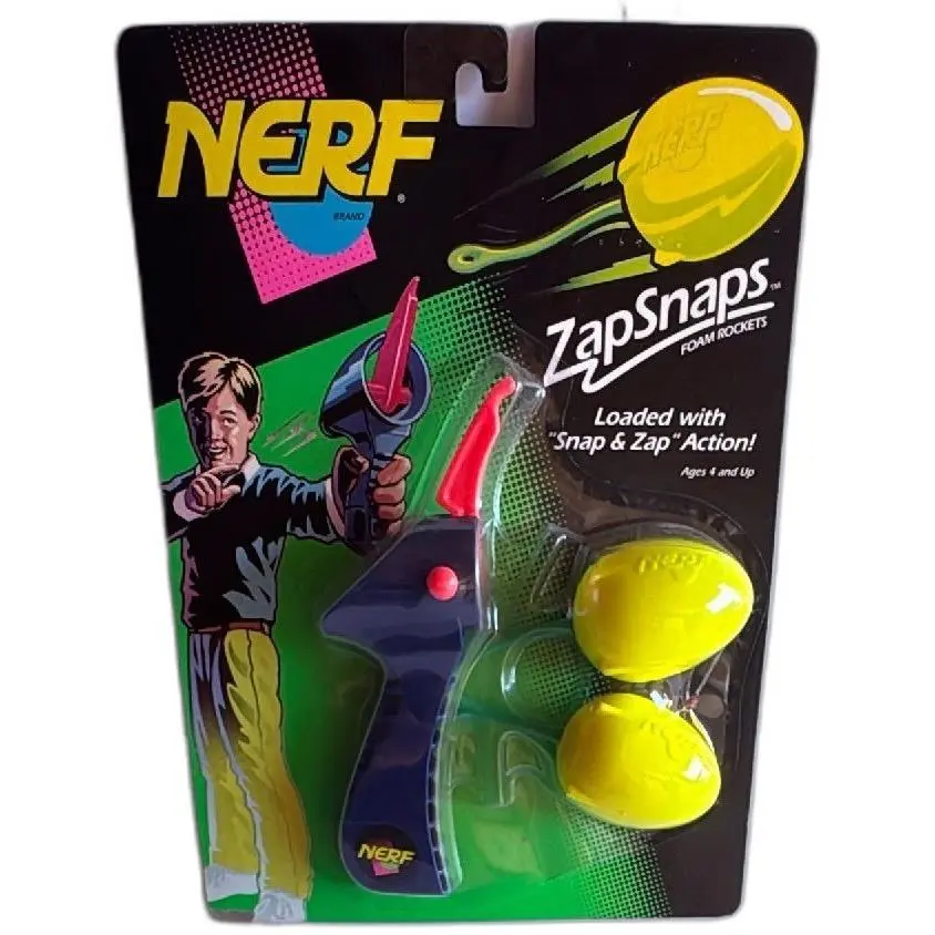 Nerf Zapsnaps Foam Rockets Kenner 1992 In Package Vintage Toy Blaster