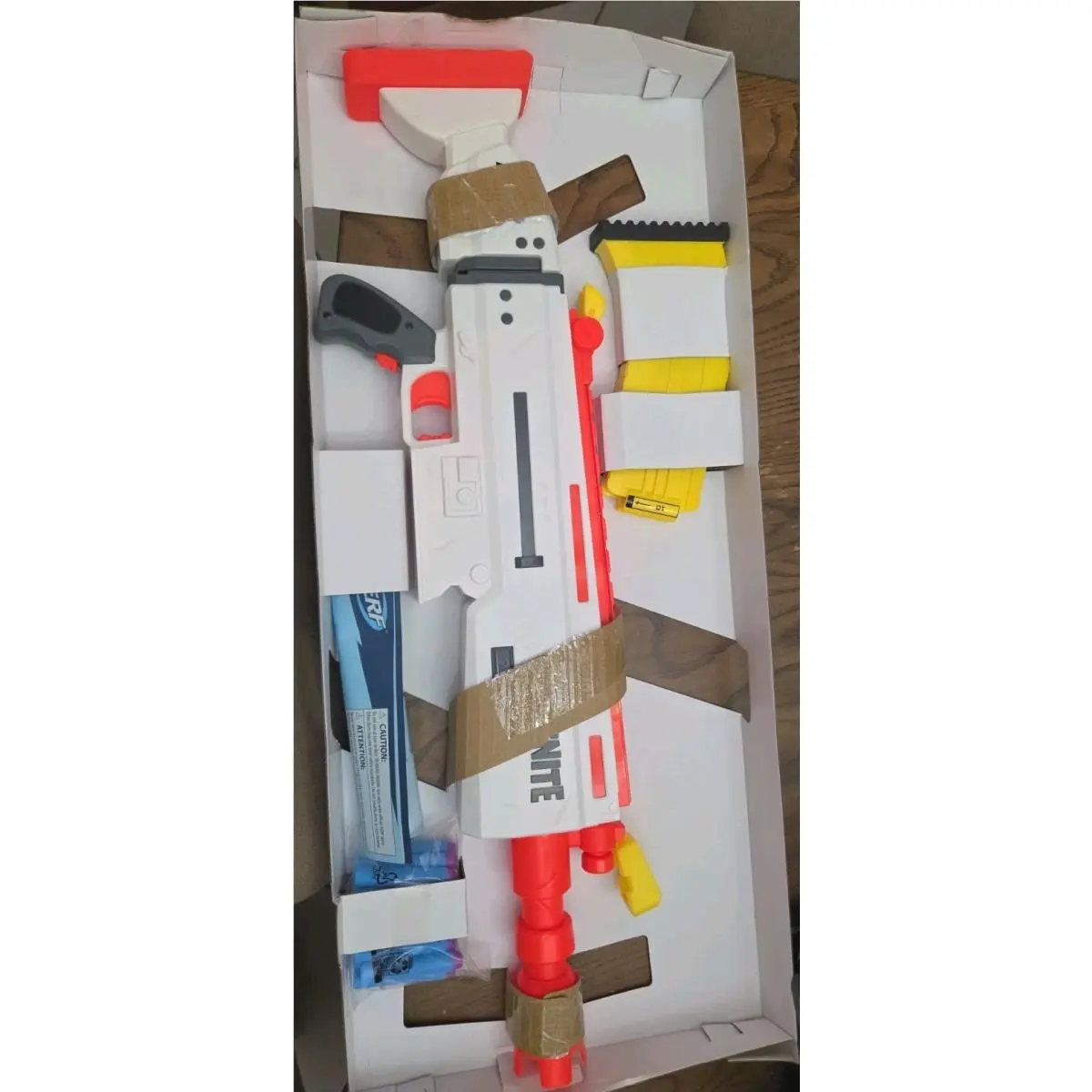 Nerf Gun Fortnite Ar-durrr Burger Blaster White Motorized Tested Working Open Bo