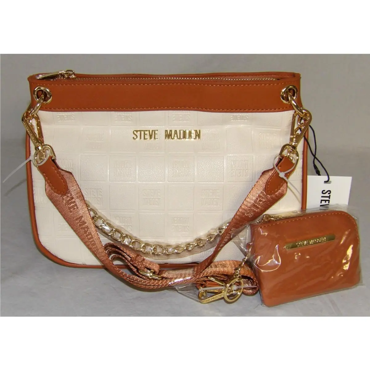 Logo Bcarrie Crossbody Bag in Bone DR128775 - 2 Piece - W/tags by Steve Madden