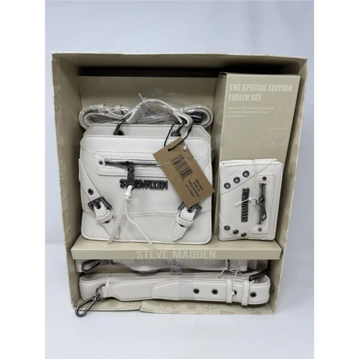 The Special Edition Evelyn Set Moto Sachel 2 Straps Wallet Vanilla by Steve Madden