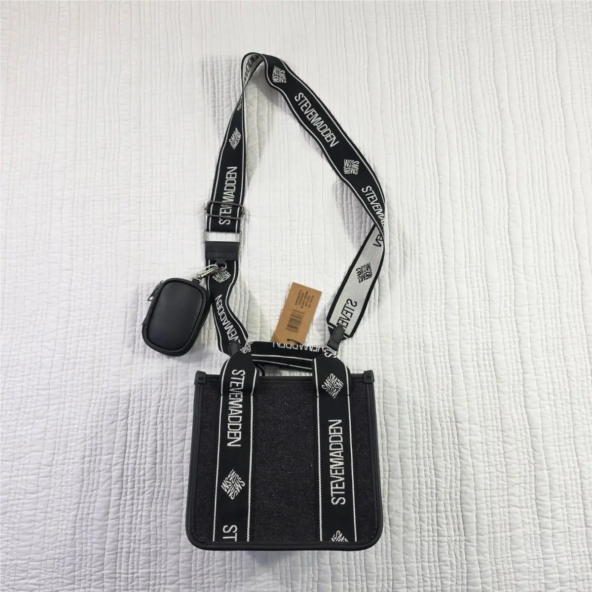 Bwebber-d Black Denim Satchel Crossbody Bag Coin Purse DT623420 by Steve Madden