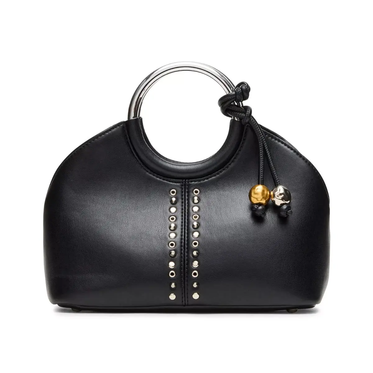 Geena O-ring Dome Studs Detachable Organic Beads Detail Handle Bag by Steve Madden