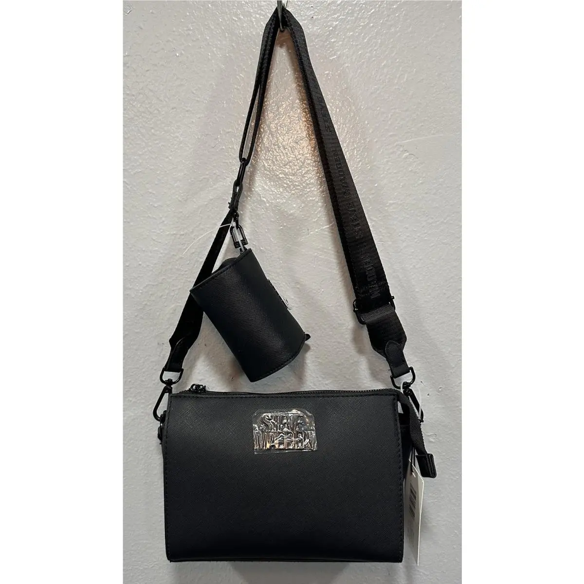 Crossbody Purse Women`s Black Dual Handle Strap W/coin Pouch by Steve Madden