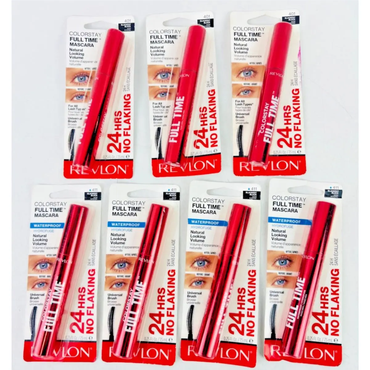 Colorstay Full Time Mascara 7 Pack Blackest Black Normal + Waterproof by Revlon