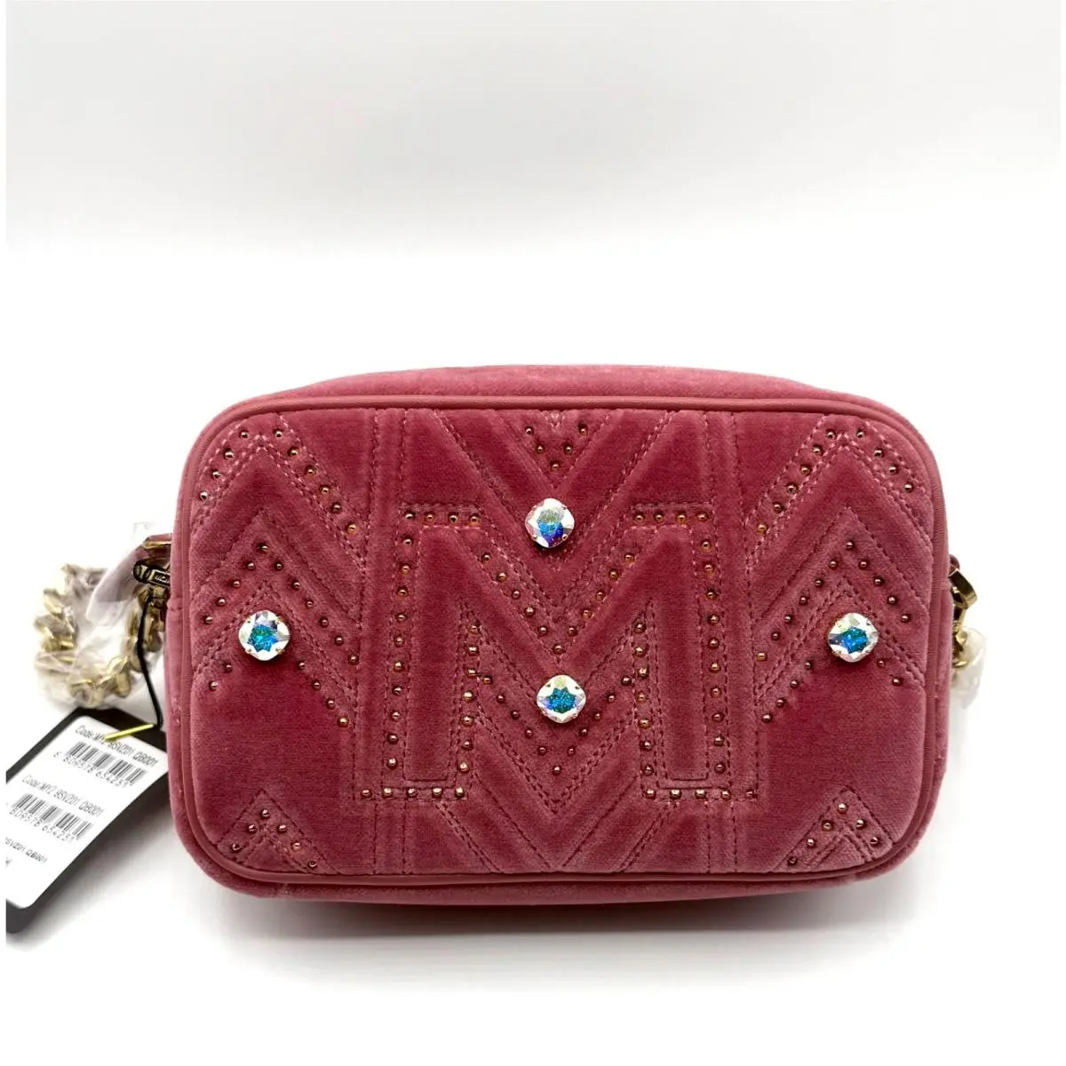 Mcm Pink Velvet Crystal Studs Crossbody Camera Bag MYZ9SVZ01QB001