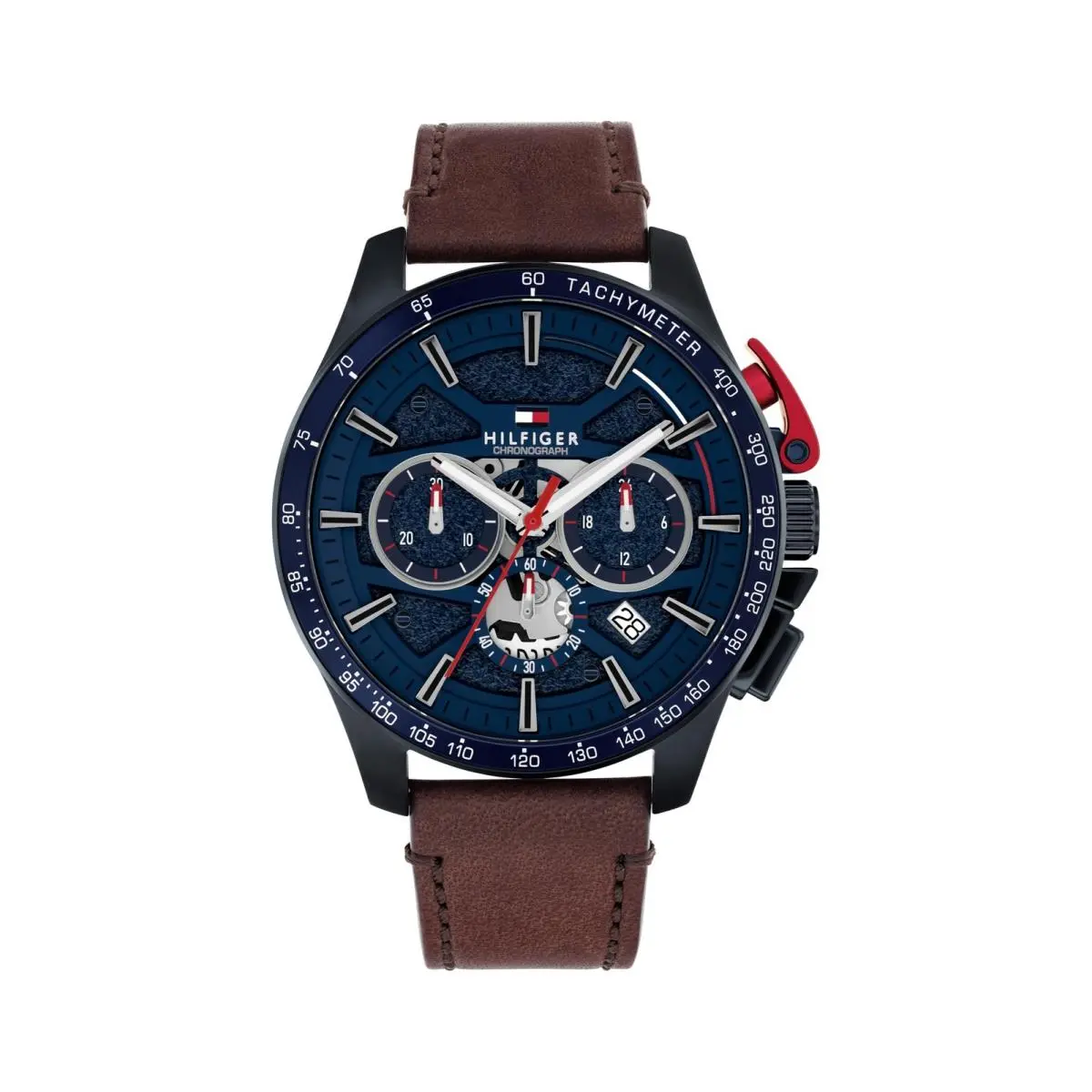 Men’s Quartz Chronograph Watch - Bold Sporty Brown Leather by Tommy Hilfiger