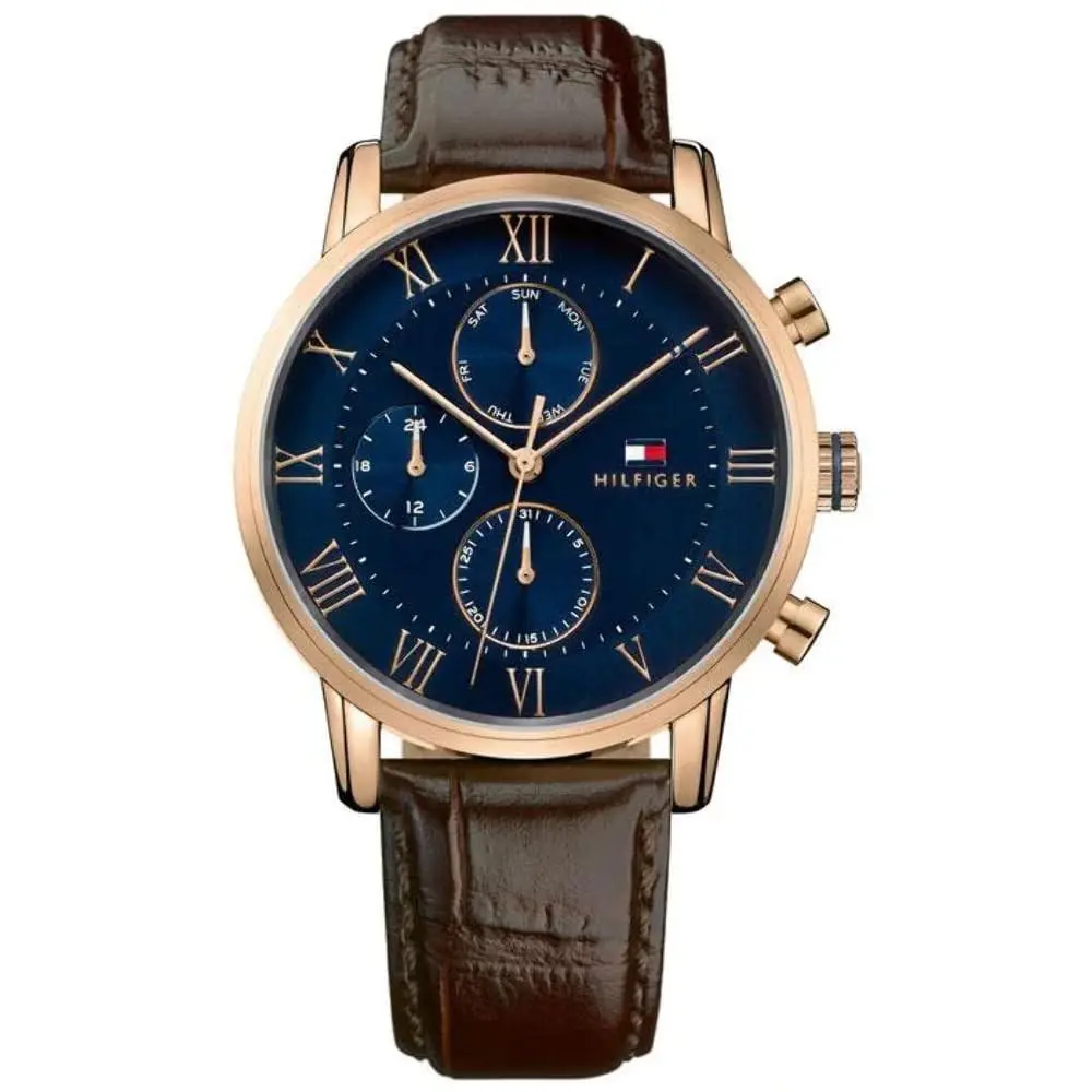 Tommy Hilfiger Men’s Quartz Analog Sophisticated Sport Watch Brown/blue Dial