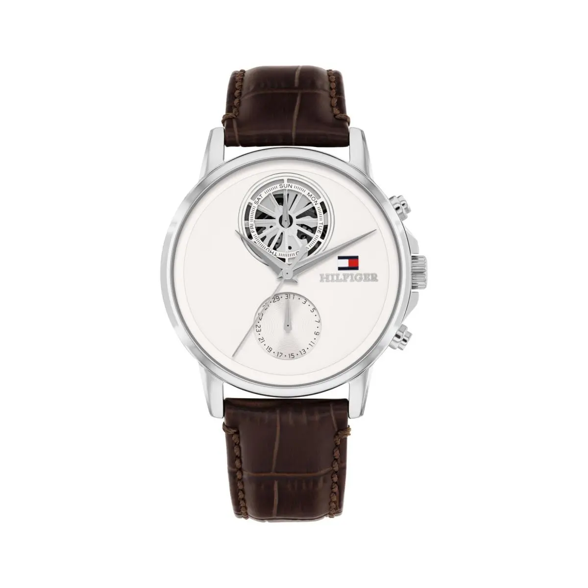Men’s Multifunction Watch - Leather Strap and Brown by Tommy Hilfiger