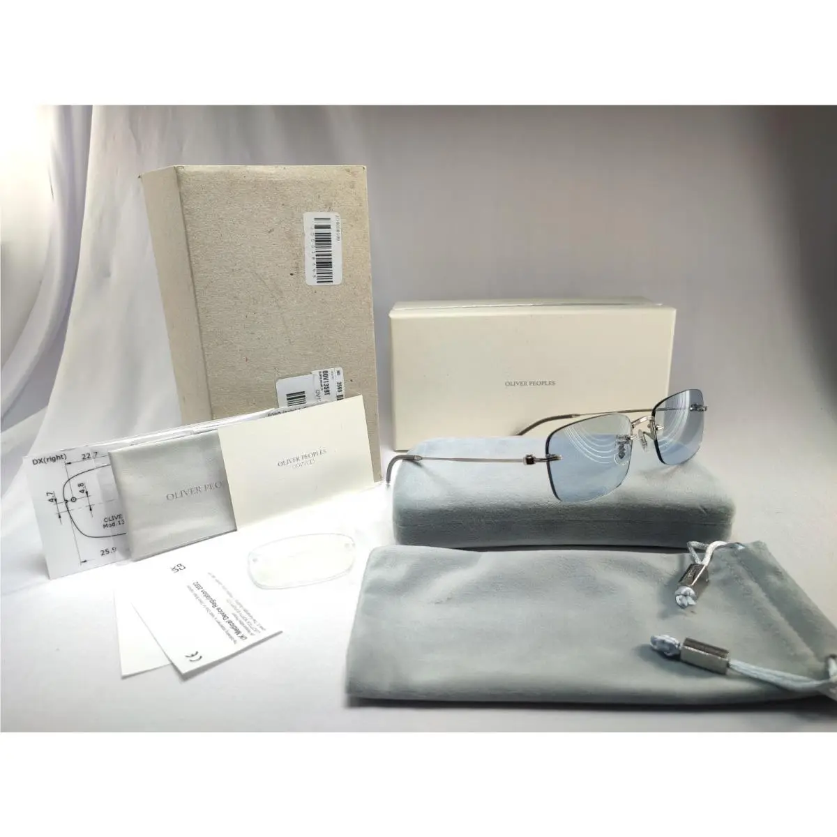Oliver Peoples OV1359T 5036 TK-10 Silver Rimless Titanium Sunglasses Japan