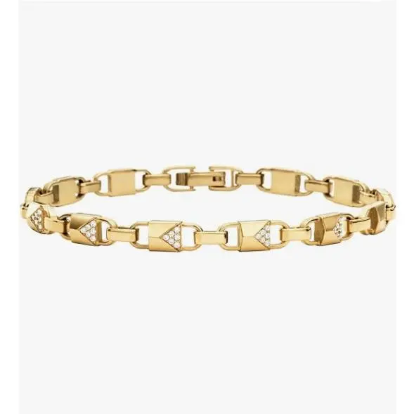 14K Gold Plated Sterling Silver Pave Mercer Link Bracelet by Michael Kors