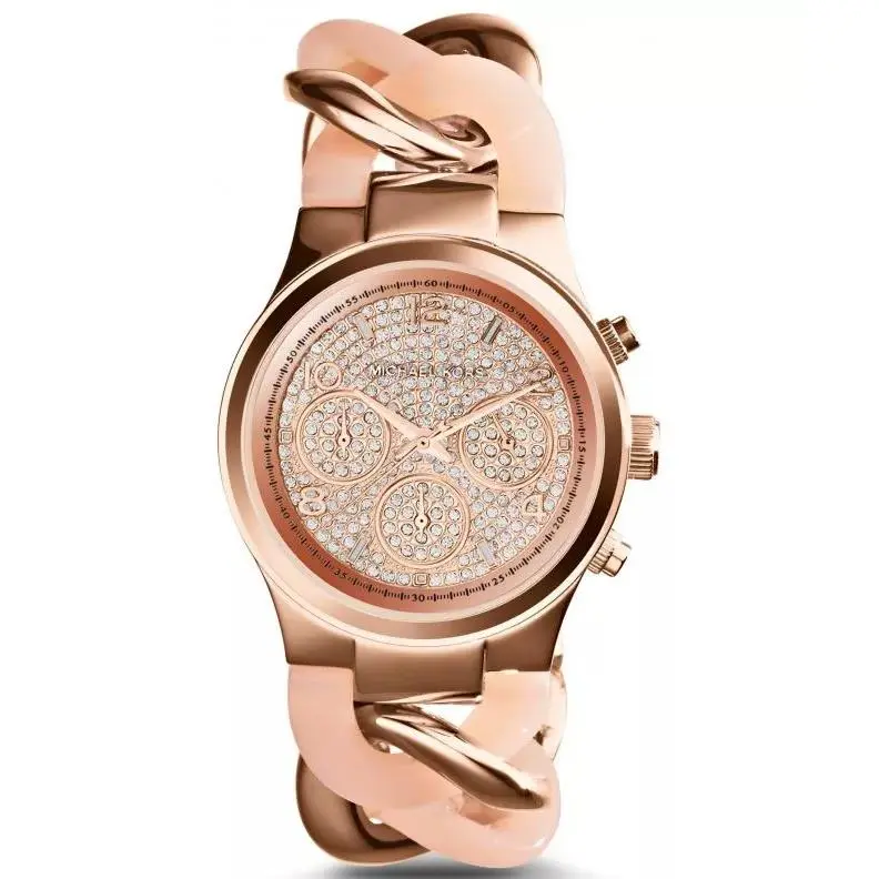 Michael Kors Chronograph MK4283 Rose Dial Pink Bracelet 34MM Womens Watch