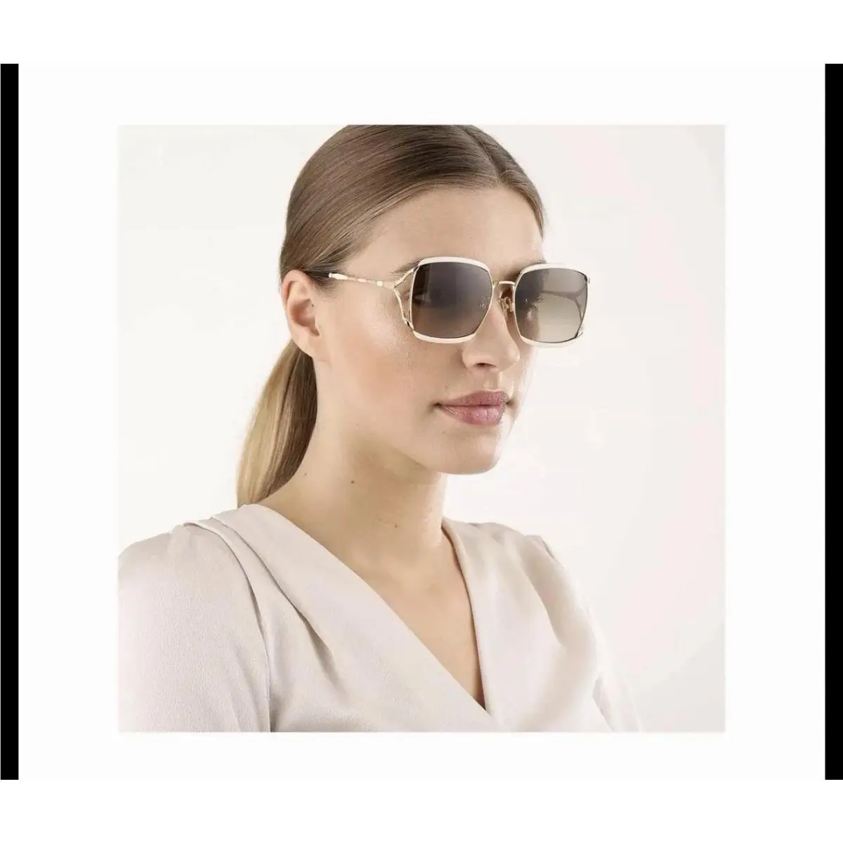 GG0593SK Sunglasses Gold/creme 003 Brown Gradient Lens 59/17 Italy by Gucci