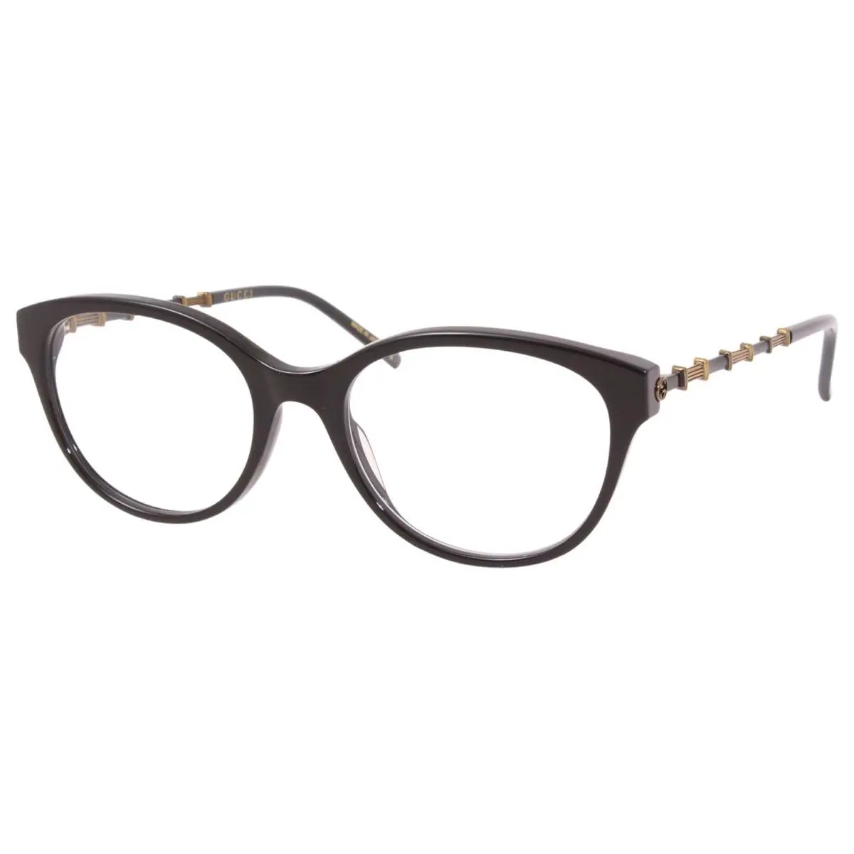 Women`s -logo GG0656O 001 Black/gold Full Rim Cat Eye Eyeglasses 53mm by Gucci