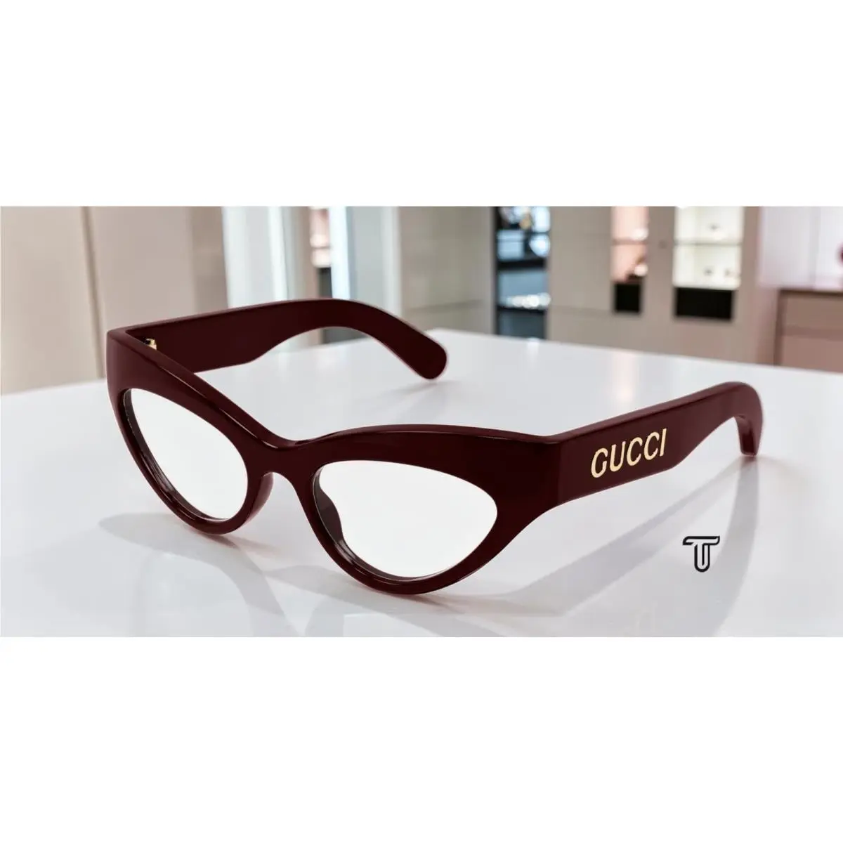 GG1295O 002 Cat Eye Recycled Acetate Red Demo Lens 53mm Women`s Eyeglasses by Gucci