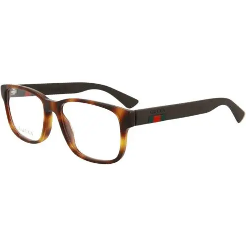 288127 Mens Square Havana Brown Transparent Optical Frames by Gucci